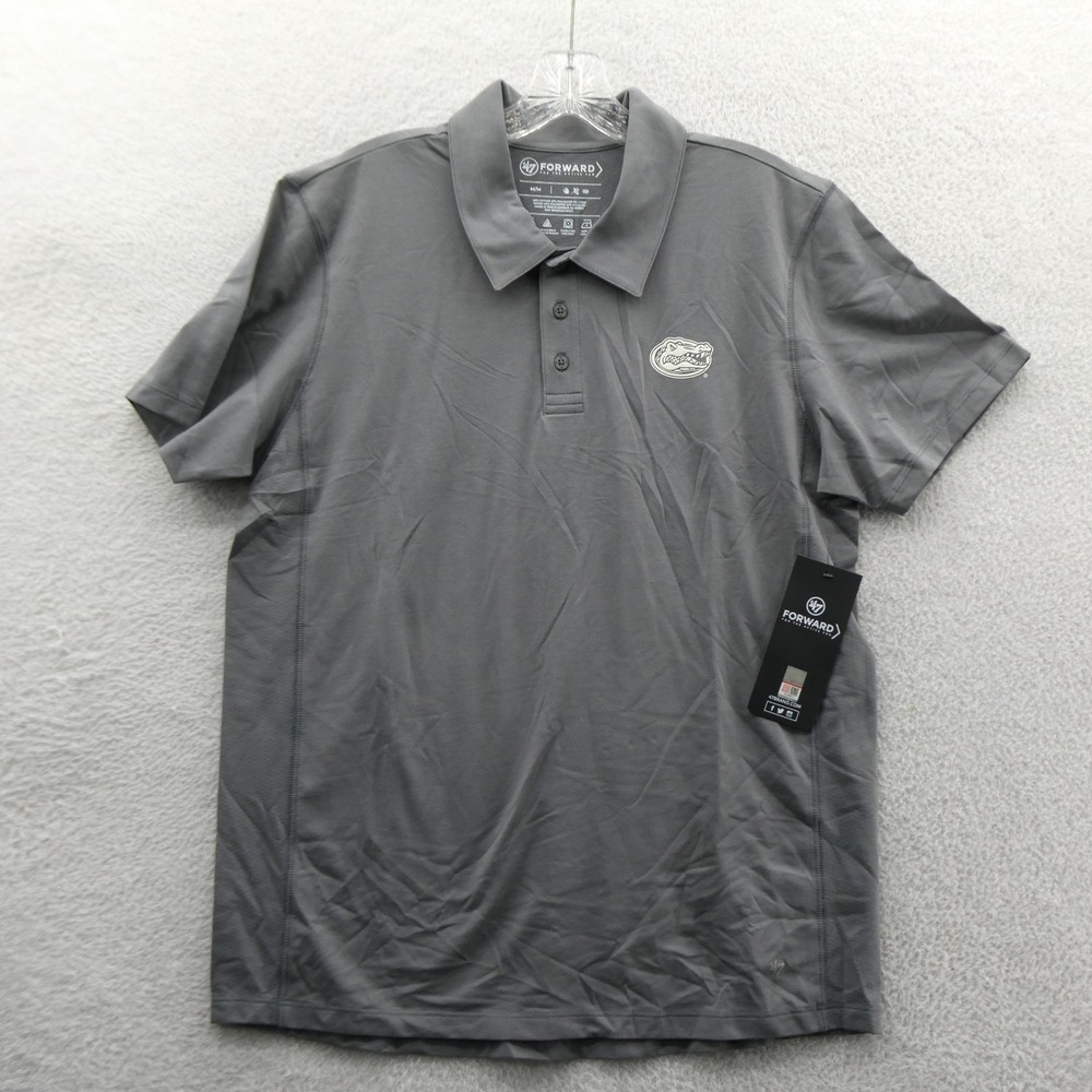 47 Brand Polo Mens Medium Forward Florida Gators Gray Short Sleeve Cotton Blend
